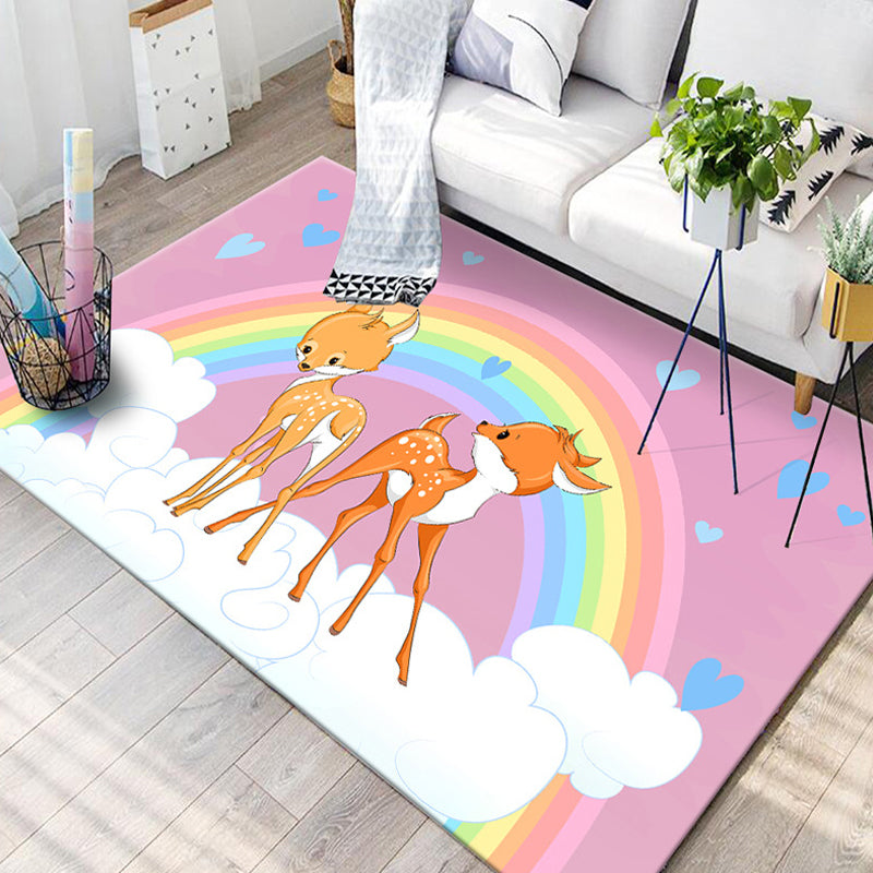 Avtoit | Black and Blue Kids Room Carpet Kids Animal Butterfly Deer Whale Pattern Rug Polyester Machine Washable Carpet