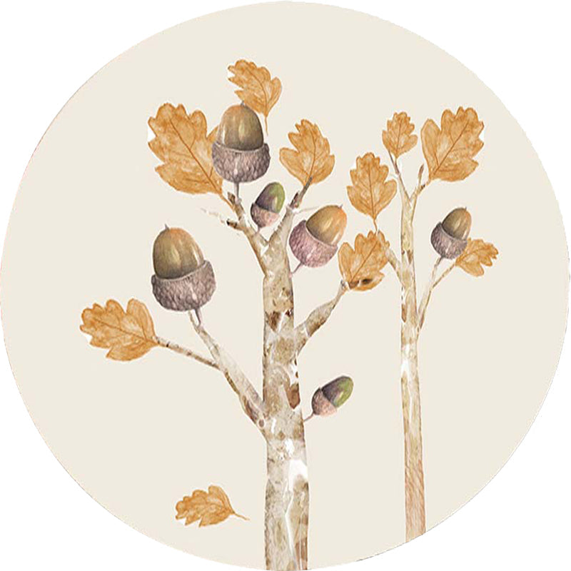 Avtoit | Casual Kids Rug in Ivory Botanical Tree Pattern Rug Polyester Pet-Friendly Rug for the Children's Room