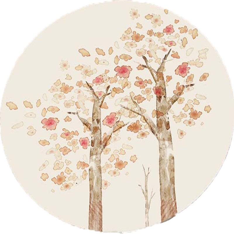 Avtoit | Casual Kids Rug in Ivory Botanical Tree Pattern Rug Polyester Pet-Friendly Rug for the Children's Room