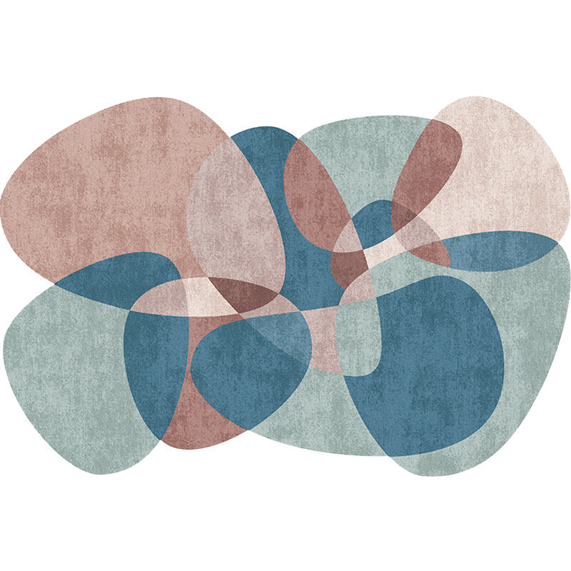 Avtoit | Novelty Living Room irregular rug in gray and blue color block print rug polyester non-slip backing area rug