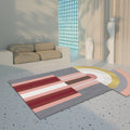 Red and Gray Polyester Area Rug with Non-Slip Backing