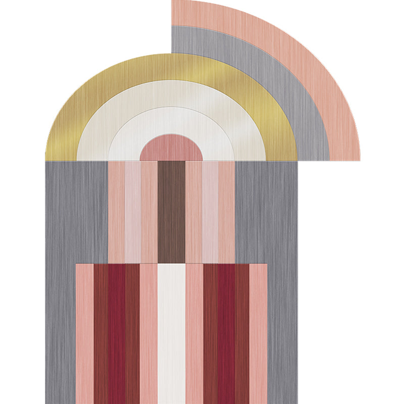 Red and Gray Polyester Area Rug with Non-Slip Backing