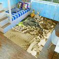 Avtoit | Children’s children's room carpet in brown and green animal lion elephant deer print carpet polyester non-slip carpet