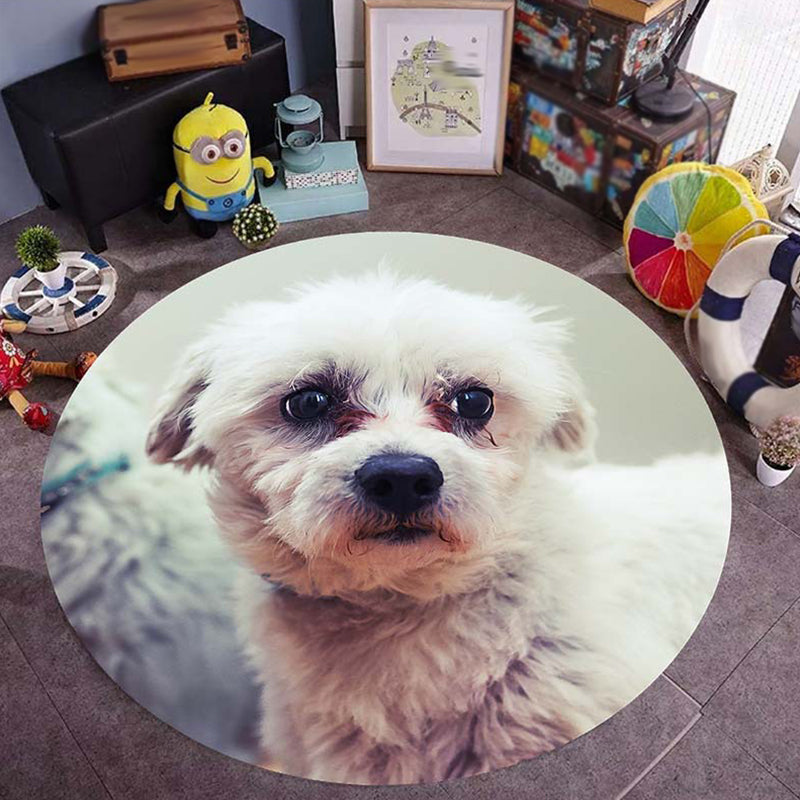 Avtoit | Pink and Red Kids Room Carpet Animal Dog Pattern Area Rug Polyester Non-Slip Back Rug