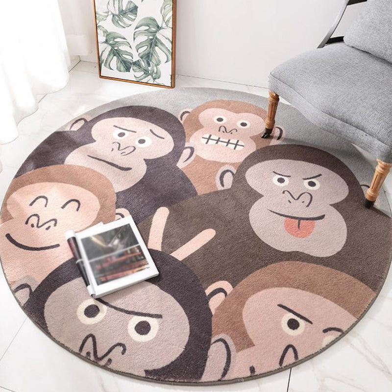 Avtoit | Casual Kids Carpet in Green and Blue Animal Lion Panda Penguin Pattern Carpet Wool Washable Carpet for the Children's Room
