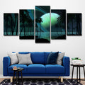 Avtoit | Tropics Night Zeeland Landscape Canvas Green Ring Planet Wall Art Print for Family Room