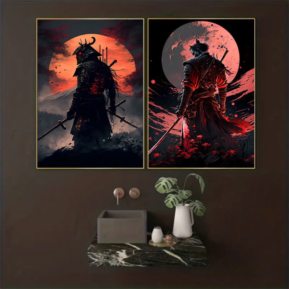 Avtoit | BlossomBlade - Samurai Canvas Art with Cherry Blossoms