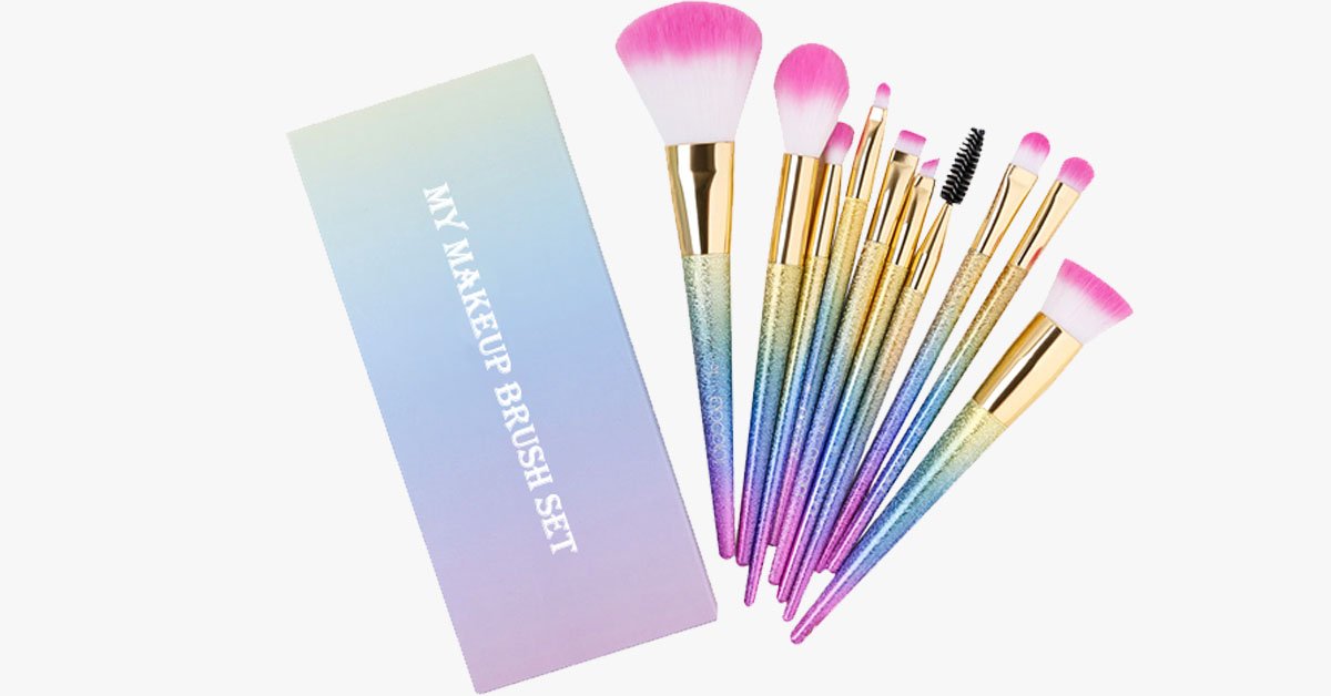 Avtoit | Set of 10 glittering makeup brushes - Ready to give you any look you desire!