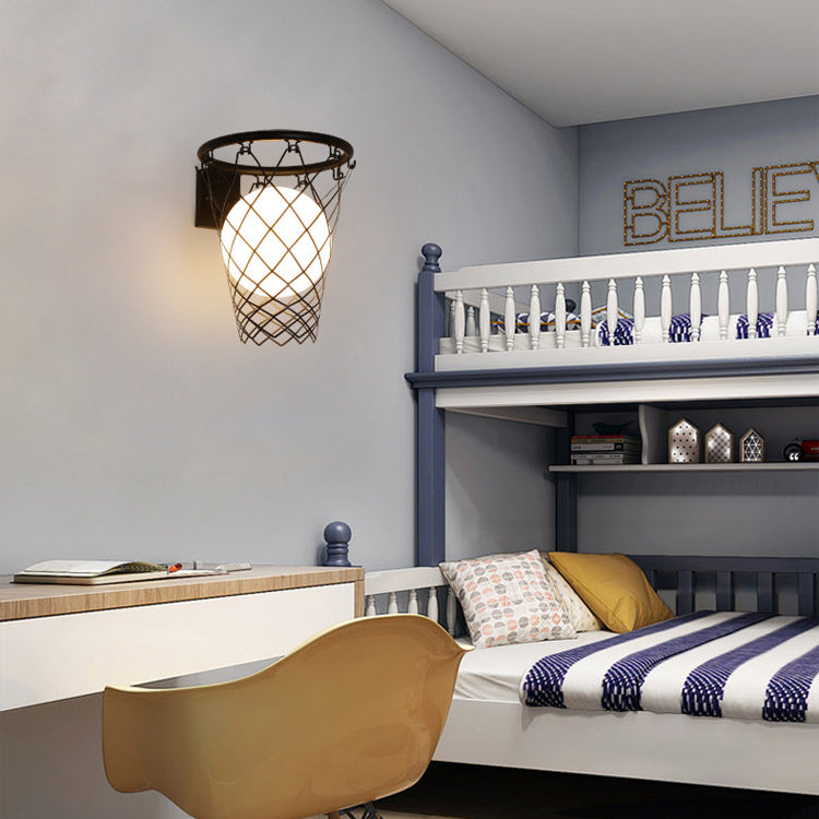 Avtoit | Slamora Children's Wall Light | Basketball Hoop Design | Glass & Metal | Art Deco Style | Bedroom Light