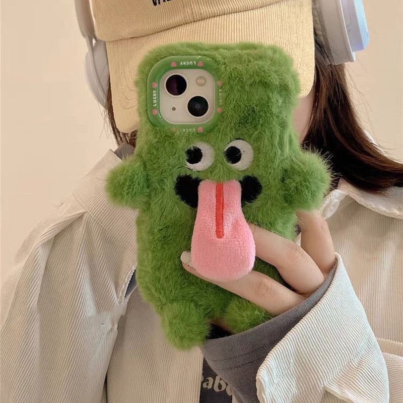 Avtoit | Funny Tongue Sticking Out Plush Phone Case For iPhone