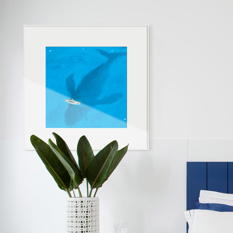 Avtoit | Blue Dolphin and Boat Canvas Textured Tropical Dining Room Wall Decor, Multiple Sizes