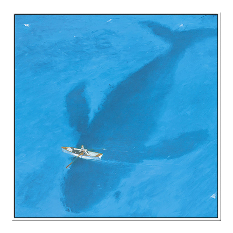 Avtoit | Blue Dolphin and Boat Canvas Textured Tropical Dining Room Wall Decor, Multiple Sizes