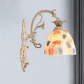 Avtoit | 1/2-Light Wall Sconce Baroque Dome Shell Mosaic Pattern Wall Lamp with Curved Arm in White