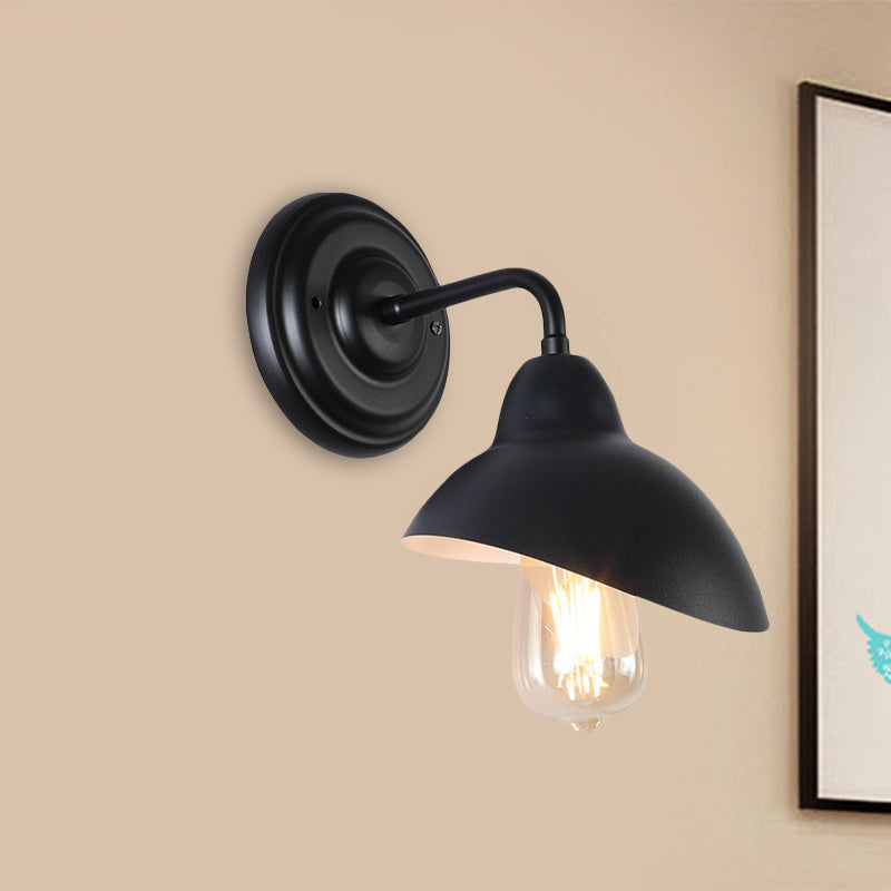 Avtoit | 1 Bulb Dome-Shaped Wall Light Stock Black Metallic Wall Lighting Ideas for the Bedroom