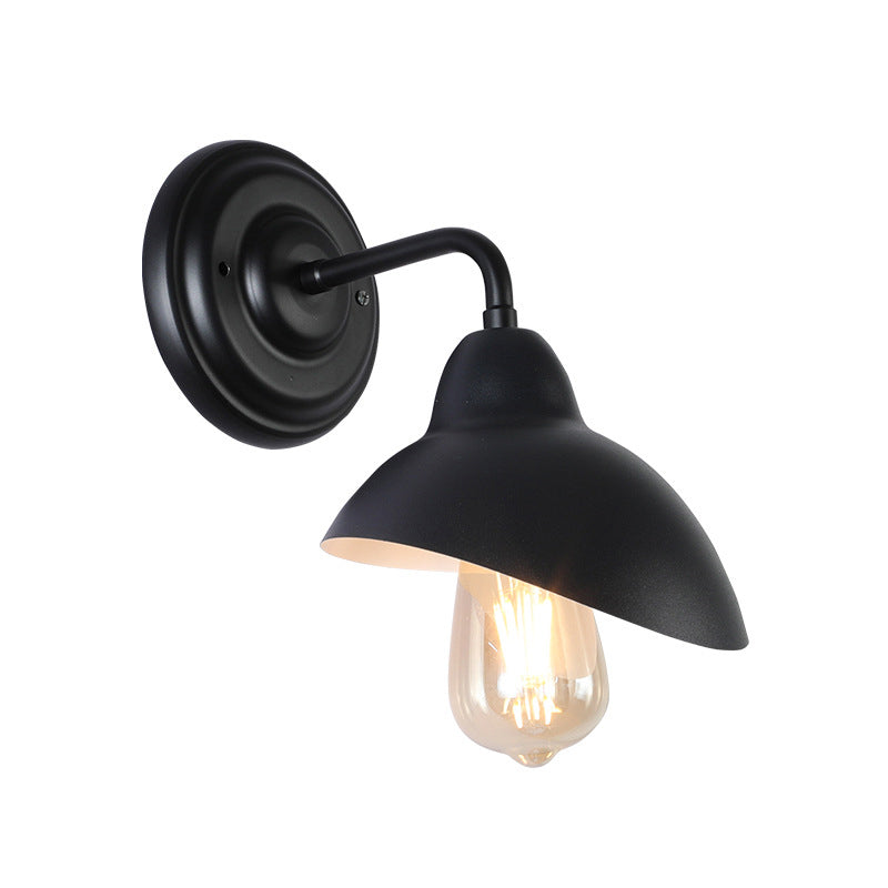 Avtoit | 1 Bulb Dome-Shaped Wall Light Stock Black Metallic Wall Lighting Ideas for the Bedroom