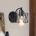 Avtoit | Black Single-Head Wall-Mounted Lighting Antique Metal Hexagon Frame Reading Wall Light for the Living Room