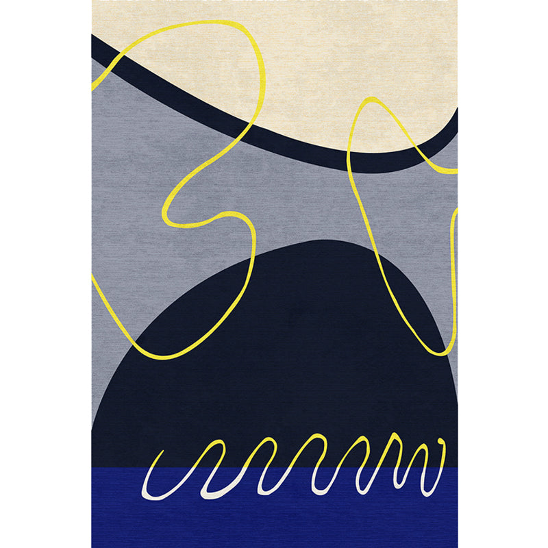 Avtoit | Blue and Green Abstract Carpet Polyester Modernist Carpet Washable Pet-Friendly Area Rug for the Living Room