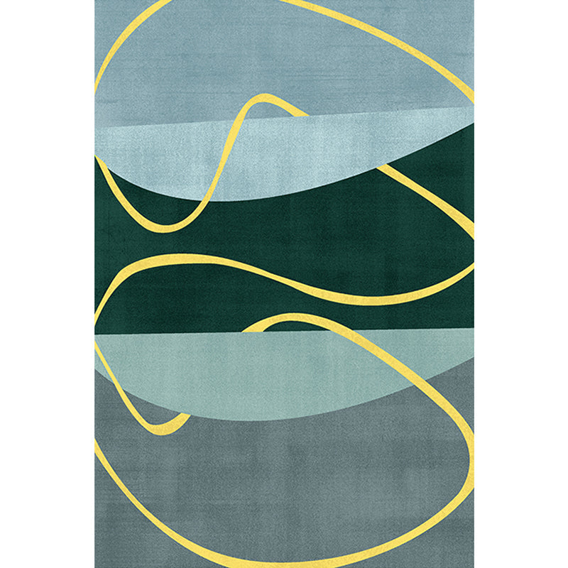 Avtoit | Blue and Green Abstract Carpet Polyester Modernist Carpet Washable Pet-Friendly Area Rug for the Living Room