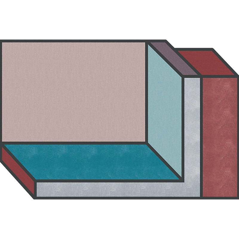 Avtoit | Novelty Living Room Irregular Rug Colorful Color Block Cube Print Rug Polyester Stain Resistant Rug