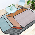 Avtoit | Novelty Living Room Irregular Rug Colorful Color Block Cube Print Rug Polyester Stain Resistant Rug
