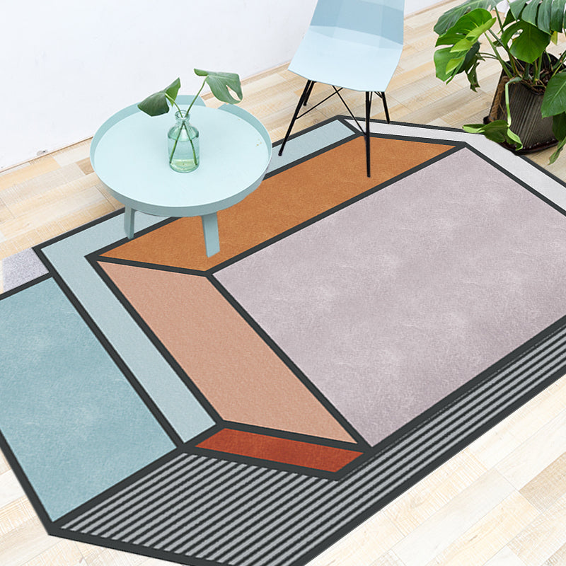 Avtoit | Novelty Living Room Irregular Rug Colorful Color Block Cube Print Rug Polyester Stain Resistant Rug