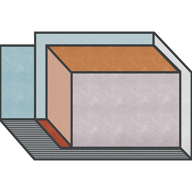 Avtoit | Novelty Living Room Irregular Rug Colorful Color Block Cube Print Rug Polyester Stain Resistant Rug