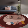 Avtoit | Simple Novelty Irregular Carpet in Brown Abstract Face Pattern Carpet Polyester Stain-Resistant Area Rug for Home Decoration