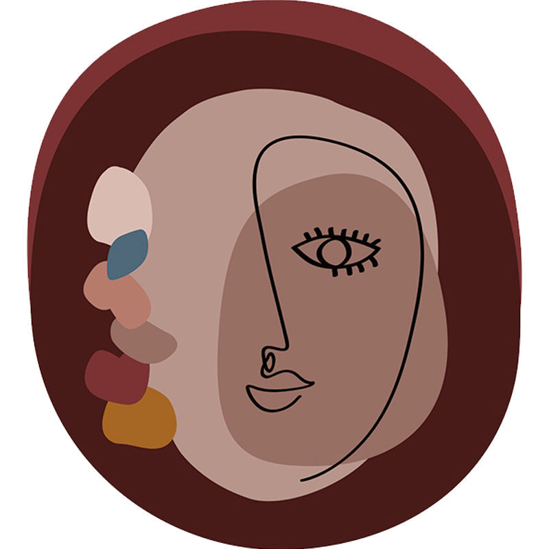 Avtoit | Simple Novelty Irregular Carpet in Brown Abstract Face Pattern Carpet Polyester Stain-Resistant Area Rug for Home Decoration