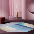 Avtoit | Blue irregular bedroom carpet novelty stripes geometric pattern carpet polyester non-slip backing carpet