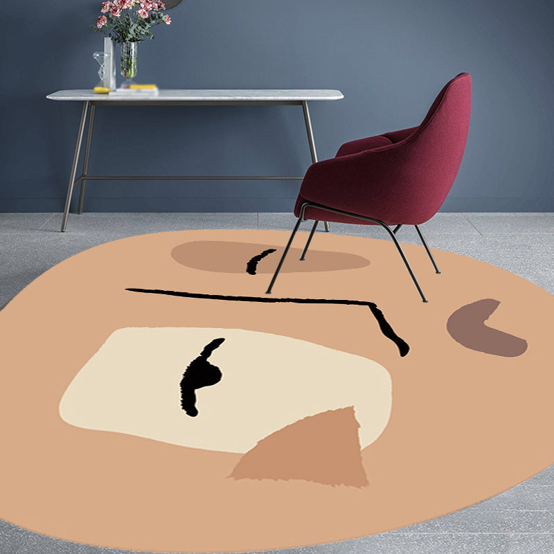 Avtoit | Brown irregular bedroom rug novelty abstract painting pattern area rug polyester pet-friendly rug