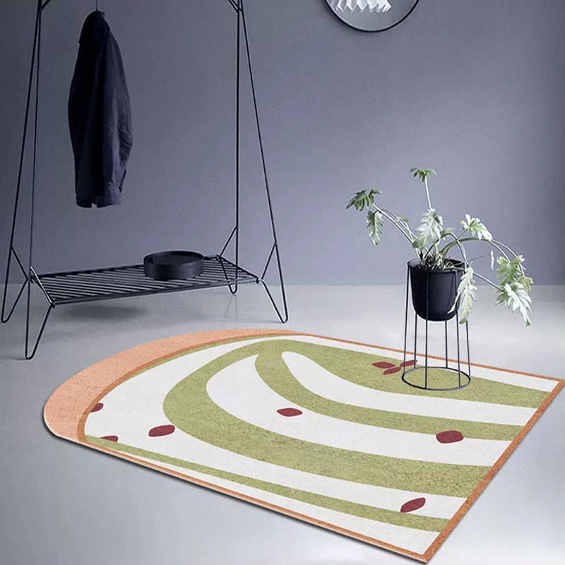 Avtoit | Gray and Green Irregular Area Rug Bedroom Novelty Color Block Pattern Area Coverage Polyester Non-Slip Carpet