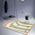Avtoit | Gray and Green Irregular Area Rug Bedroom Novelty Color Block Pattern Area Coverage Polyester Non-Slip Carpet
