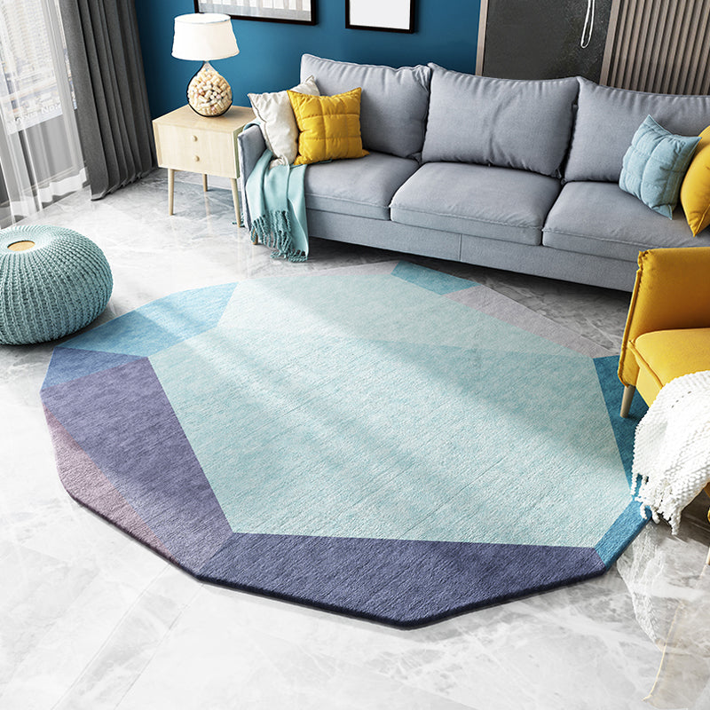Avtoit | Green and Blue Irregular Area Rug Bedroom Novelty Color Block Pattern Area Rug Polyester Stain Resistant Carpet