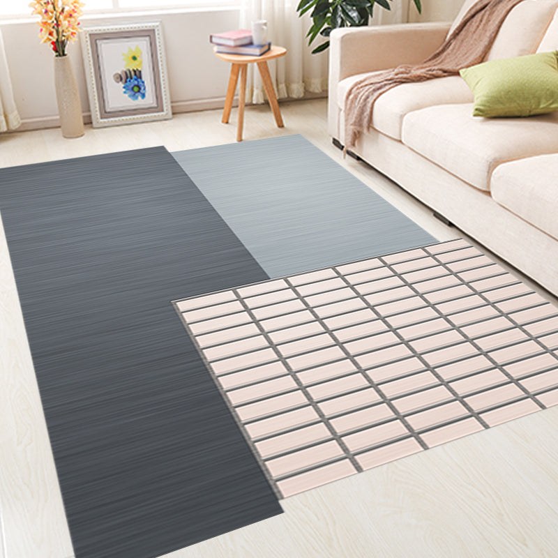 Avtoit | Novelty Living Room irregular rug in gray color block rectangular printed rug polyester pet-friendly area rug