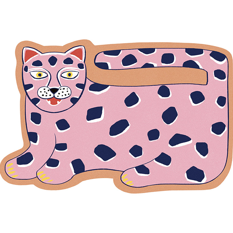 Avtoit | Stylish children's irregular rug in pink and brown animal tiger lion pattern rug polyester washable rug for the children's room