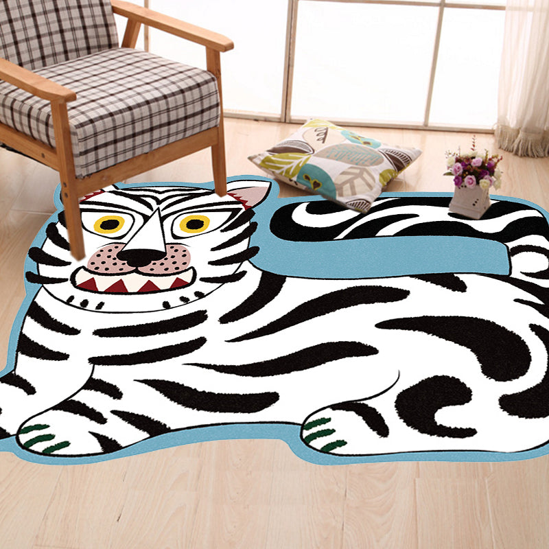 Avtoit | Stylish children's irregular rug in pink and brown animal tiger lion pattern rug polyester washable rug for the children's room