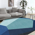 Avtoit | Gray and Blue Irregular Carpet Bedroom Novelty Color Block Pattern Area Rug Polyester Washable Rug