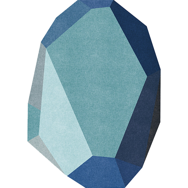 Avtoit | Gray and Blue Irregular Carpet Bedroom Novelty Color Block Pattern Area Rug Polyester Washable Rug