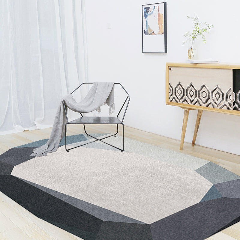 Avtoit | Gray and Blue Irregular Carpet Bedroom Novelty Color Block Pattern Area Rug Polyester Washable Rug