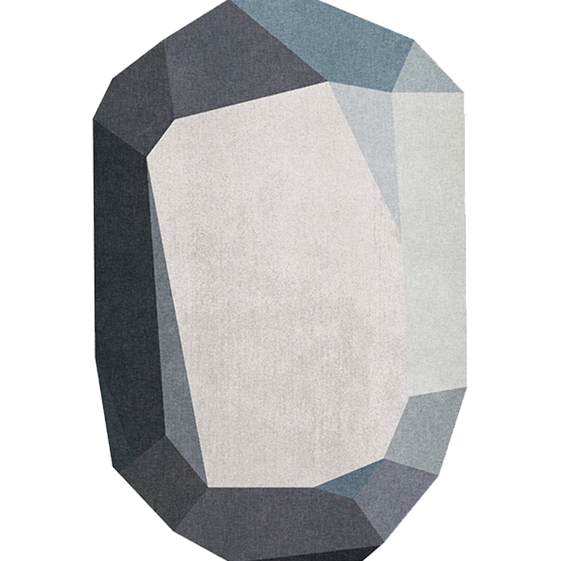 Avtoit | Gray and Blue Irregular Carpet Bedroom Novelty Color Block Pattern Area Rug Polyester Washable Rug