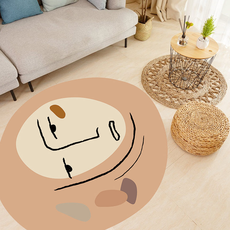 Avtoit | Modern Novelty Irregular Carpet in Brown Abstract Painting Pattern Carpet Polyester Washable Area Rug for Home Decoration