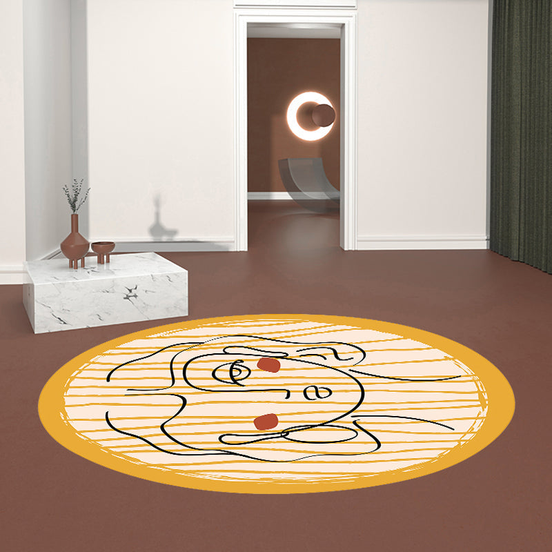 Avtoit | Novelty Living Room Irregular Rug in Yellow Abstract Virgin Print Rug Polyester Non-Slip Back Area Rug