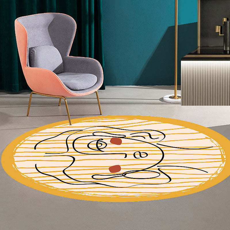 Avtoit | Novelty Living Room Irregular Rug in Yellow Abstract Virgin Print Rug Polyester Non-Slip Back Area Rug