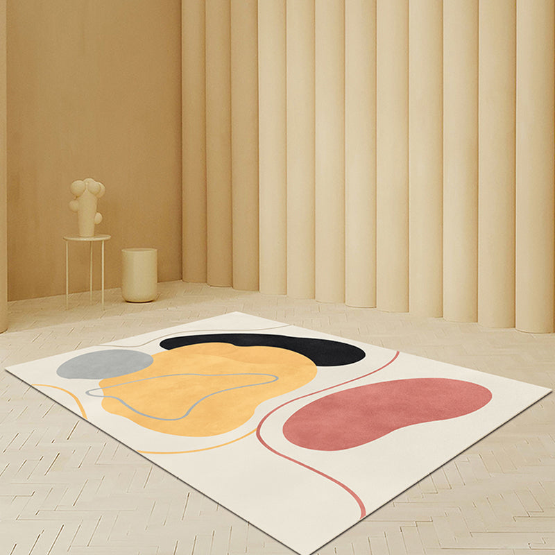 Avtoit | Beige Abstract Carpet Polyester Modern Carpet Nonslip Background Pet-Friendly Area Rug for Living Room