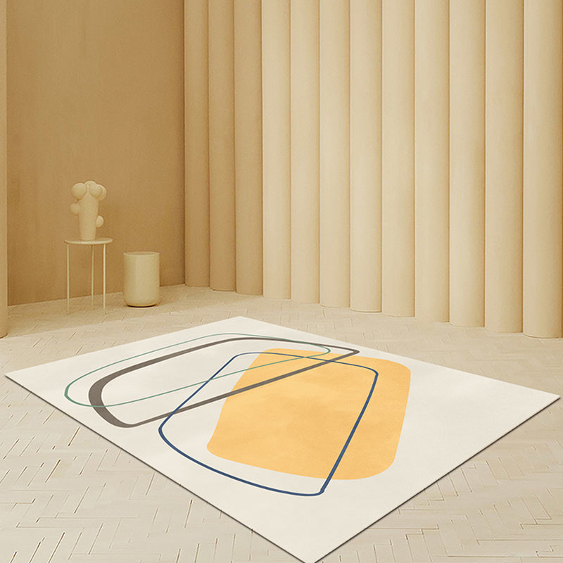 Avtoit | Beige Abstract Carpet Polyester Modern Carpet Nonslip Background Pet-Friendly Area Rug for Living Room