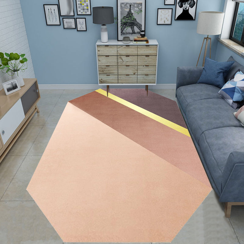 Avtoit | Novelty Living Room Irregular Carpet in Brown Color Block Rectangular Print Carpet Polyester Stain Resistant Carpet