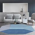 Avtoit | Modern Novelty Irregular Rug in Blue Stripe Pattern Rug Polyester Washable Rug for Home Decoration