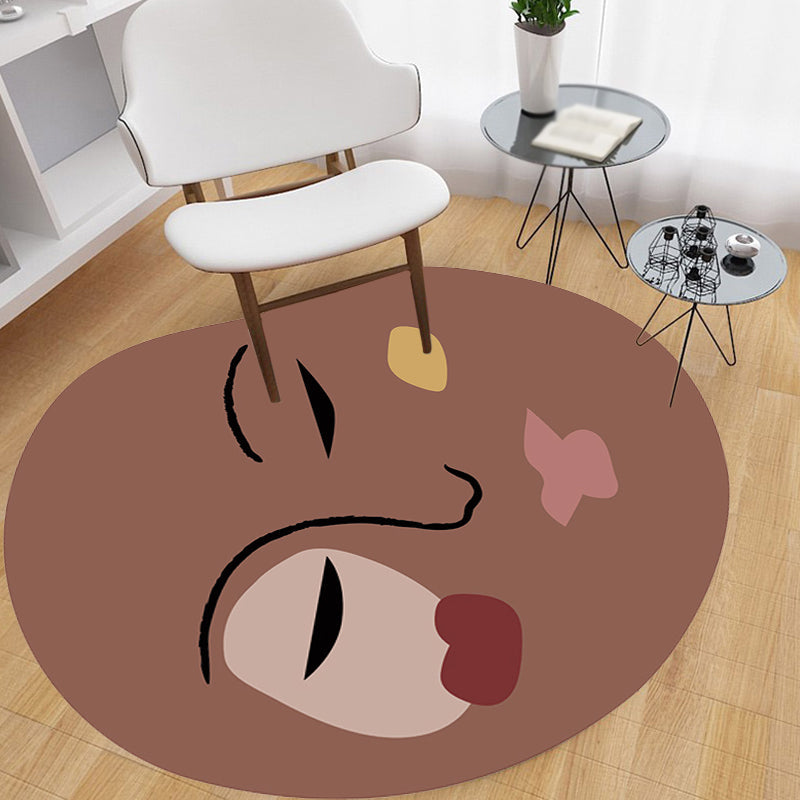 Avtoit | Brown irregular bedroom rug novelty abstract painting pattern area rug polyester anti-slip mat rug