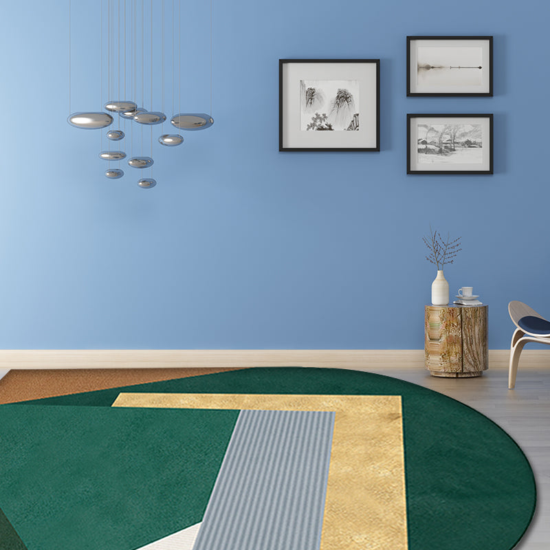 Avtoit | Green Irregular Bedroom Rug Novelty Color Block Pattern Area Rug Polyester Stain Resistant Carpet
