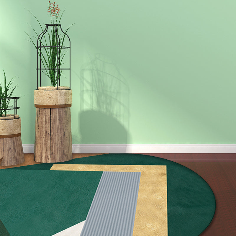 Avtoit | Green Irregular Bedroom Rug Novelty Color Block Pattern Area Rug Polyester Stain Resistant Carpet